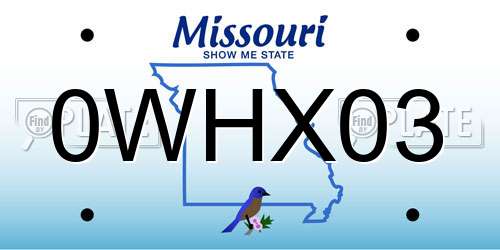 0WHX03 Missouri License Plate