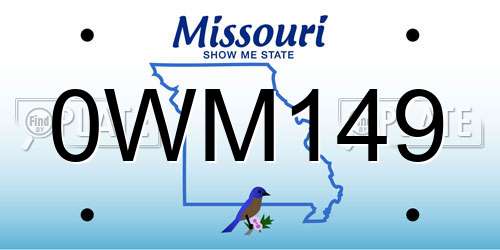 0WM149 Missouri License Plate