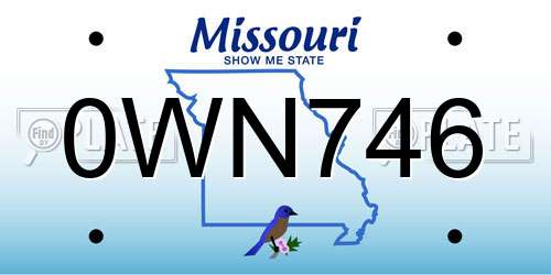 0WN746 Missouri License Plate