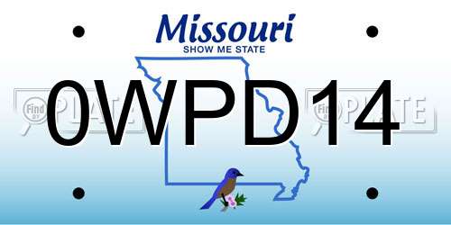 0WPD14 Missouri License Plate