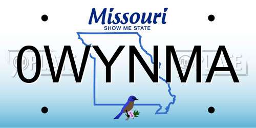 0WYNMA Missouri License Plate