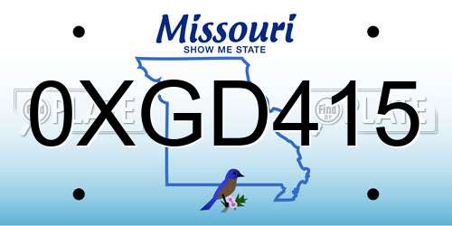 0XGD415 Missouri License Plate