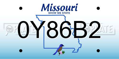 0Y86B2 Missouri License Plate
