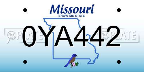 0YA442 Missouri License Plate