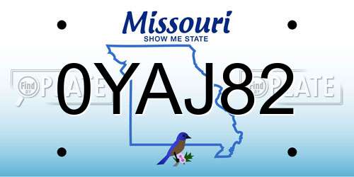 0YAJ82 Missouri License Plate