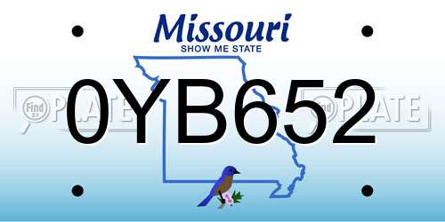 0YB652 Missouri License Plate
