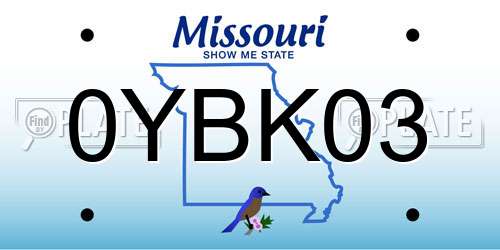 0YBK03 Missouri License Plate