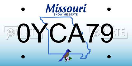 0YCA79 Missouri License Plate
