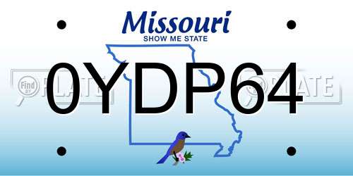 0YDP64 Missouri License Plate