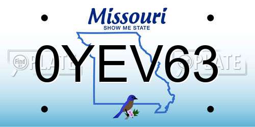 0YEV63 Missouri License Plate