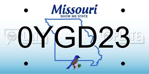 0YGD23 Missouri License Plate