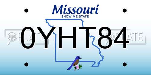 0YHT84 Missouri License Plate