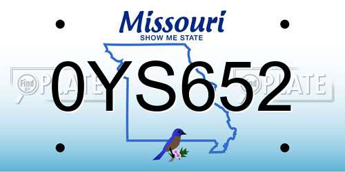 0YS652 Missouri License Plate