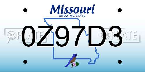 0Z97D3 Missouri License Plate