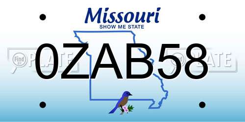 0ZAB58 Missouri License Plate