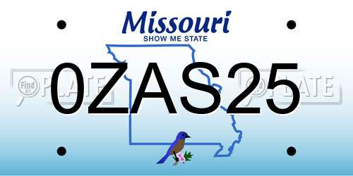0ZAS25 Missouri License Plate