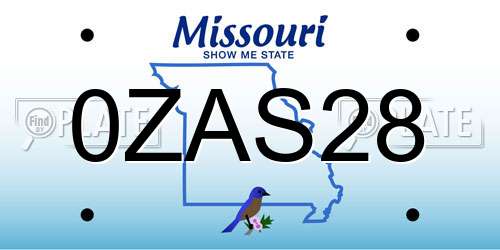 0ZAS28 Missouri License Plate