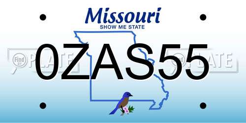 0ZAS55 Missouri License Plate
