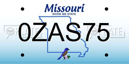 0ZAS75 Missouri License Plate