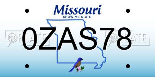 0ZAS78 Missouri License Plate
