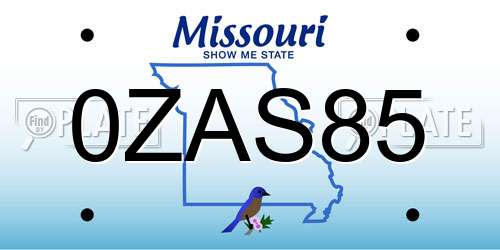 0ZAS85 Missouri License Plate