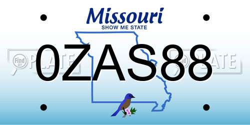 0ZAS88 Missouri License Plate