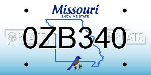 0ZB340 Missouri License Plate
