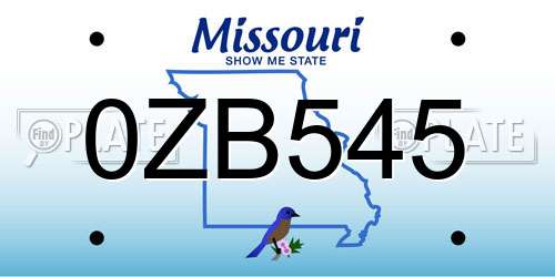 0ZB545 Missouri License Plate