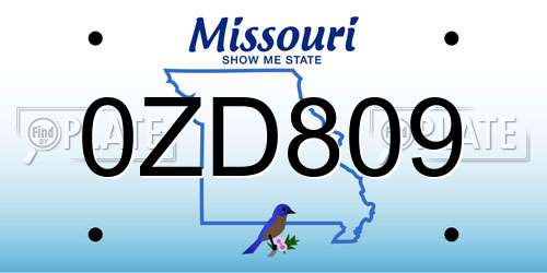 0ZD809 Missouri License Plate