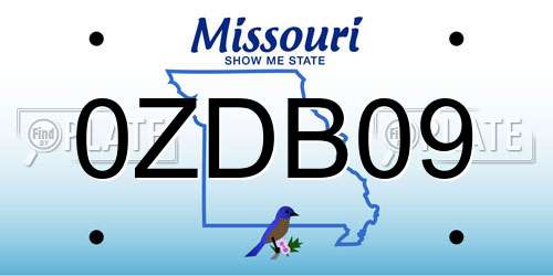 0ZDB09 Missouri License Plate