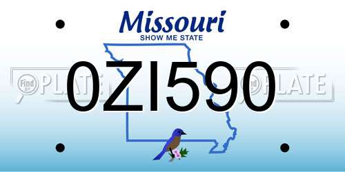 0ZI590 Missouri License Plate