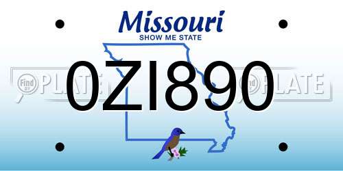 0ZI890 Missouri License Plate