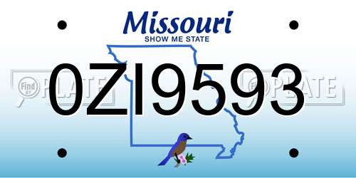 0ZI9593 Missouri License Plate