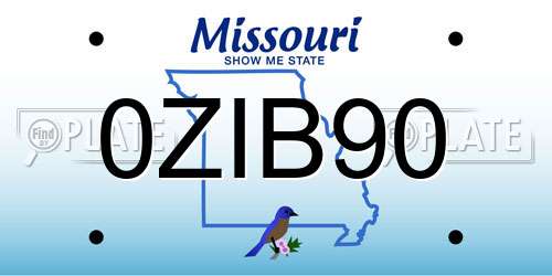 0ZIB90 Missouri License Plate
