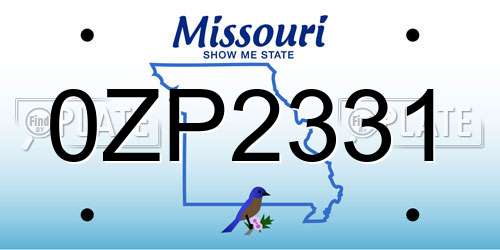 0ZP2331 Missouri License Plate