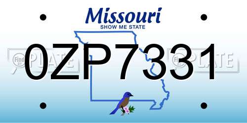 0ZP7331 Missouri License Plate