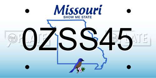 0ZSS45 Missouri License Plate
