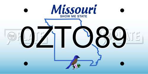 0ZTO89 Missouri License Plate