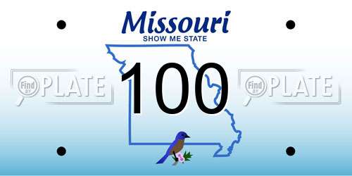 100 Missouri License Plate