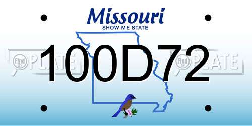 100D72 Missouri License Plate