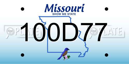 100D77 Missouri License Plate