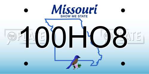 100HO8 Missouri License Plate