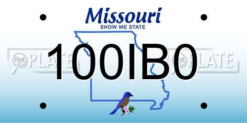 100IB0 Missouri License Plate