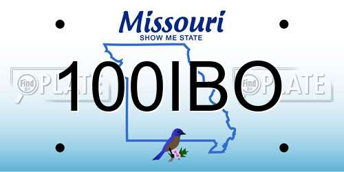 100IBO Missouri License Plate