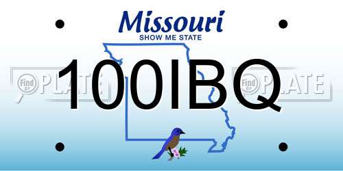 100IBQ Missouri License Plate