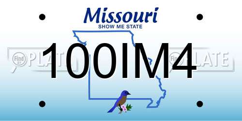 100IM4 Missouri License Plate