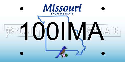 100IMA Missouri License Plate