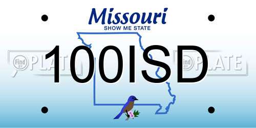100ISD Missouri License Plate