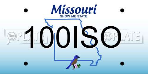 100ISO Missouri License Plate