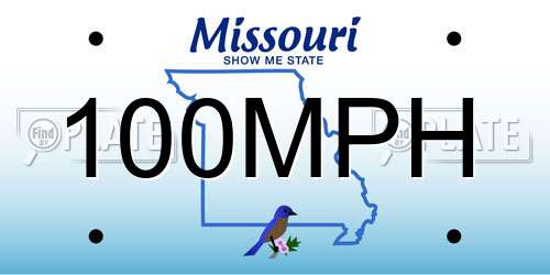 100MPH Missouri License Plate
